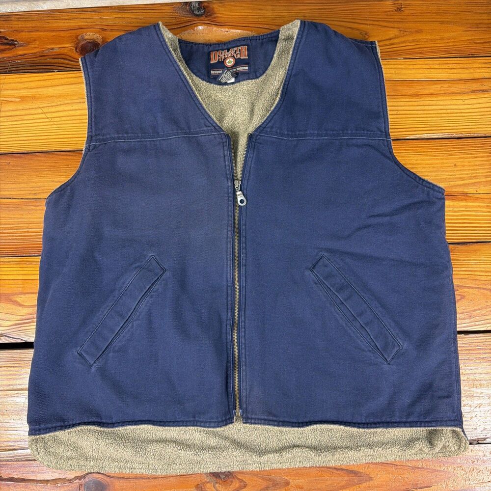 Duluth Trading Co Vest Mens 2XL Blue Canvas Sherpa Lined Fleece Workwear Top